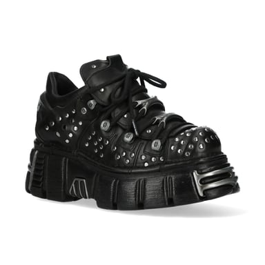 Botines de plataforma góticos de cuero negro M-120NR-C1 de New Rock