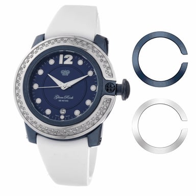 Glam Rock Reloj de mujer Cuarzo plata azul
