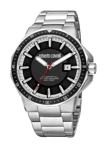 Reloj de acero inoxidable gris con esfera negra