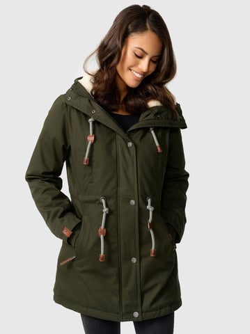 Navahoo Ireliaa Parka Mujer – Abrigo cortaviento con forro de peluche y capucha - Oliva