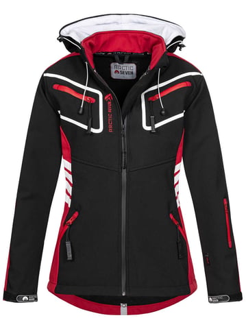 Arctic Seven Chaqueta Softshell para Mujer Negro-Rojo