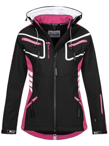 Arctic Seven Chaqueta Softshell para Mujer Negro-Rosa