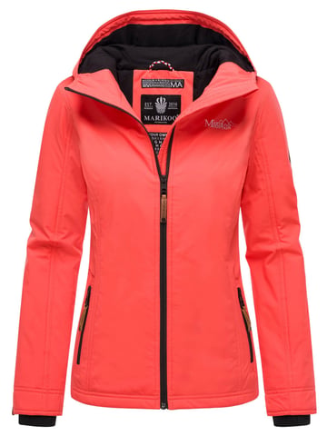 Marikoo Chaqueta ligera entretiempo mujer resistente al agua y al viento con capucha coral pink