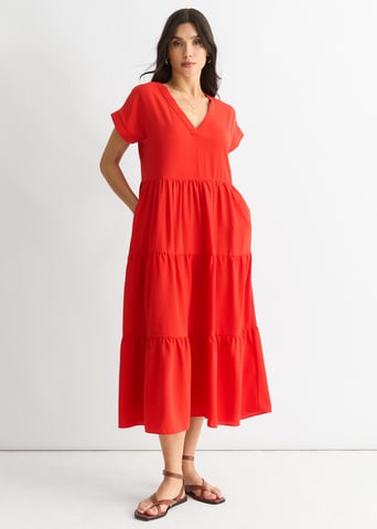 Vestido midi con bolsillo y cuello en V