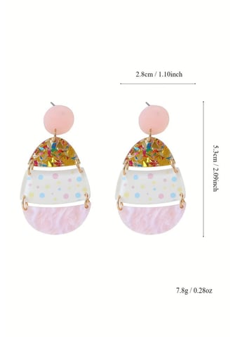 Pendientes Colgantes en Forma de Huevo de Pascua Rosa Bonito Impreso 
