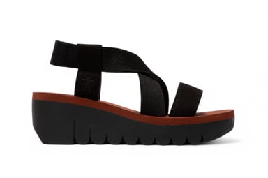 Sandalias de plataforma con cuña y alpargatas de piel Cupido en color ladrillo negro YABI922FLY para mujer de Fly London