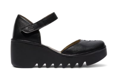 Sandalias de cuña con tiras y tacón de alpargatas Fly London BISO305FLY para mujer, color negro