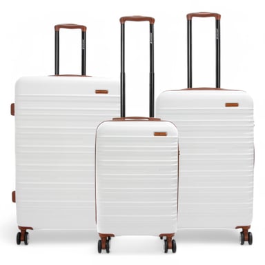 Maleta rígida expandible de ABS de 8 ruedas en color blanco crema, robusta, juego de equipaje de viaje