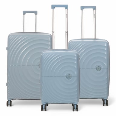 Maleta de cabina rígida expandible azul cielo con 8 ruedas
