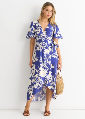 Vestido midi floral de viscosa
