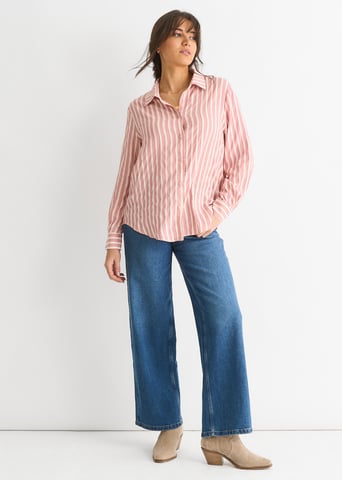 Camisa oversize de viscosa a rayas rubor