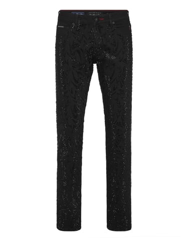 Denim Trousers Super Straight Cut Tribal Strass