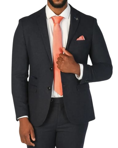 Blazer formal de tweed en mezcla de lana azul marino para hombre