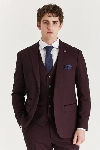 Blazer de traje color vino para hombre, blazer formal Príncipe de Gales