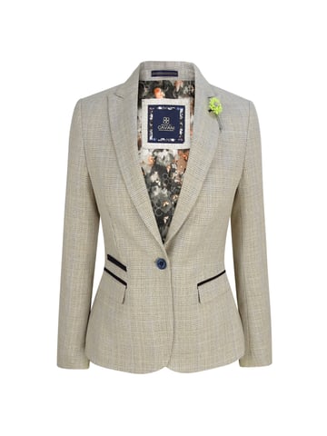 Chaqueta de tweed con diseño de espiga color crema para mujer Peaky Blinders
