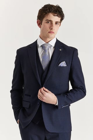 Blazer de traje azul marino para hombre, blazer formal Príncipe de Gales