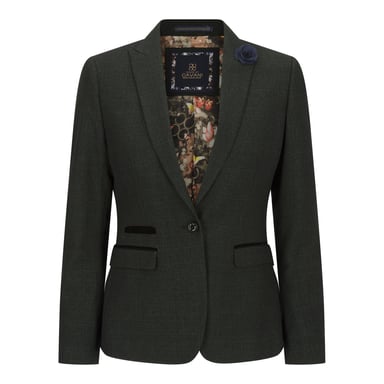 Chaqueta clásica de lana de tweed a cuadros verdes para mujer