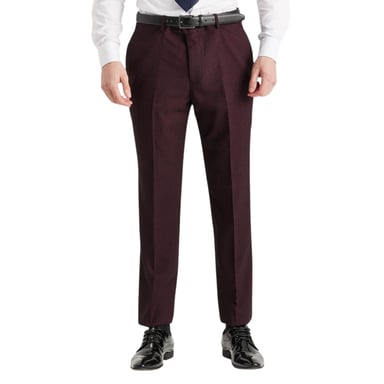 Pantalón de traje color vino para hombre, pantalón formal Príncipe de Gales