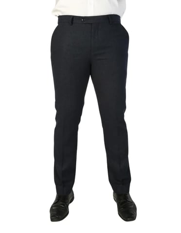 Pantalones formales de tweed en mezcla de lana azul marino para hombre