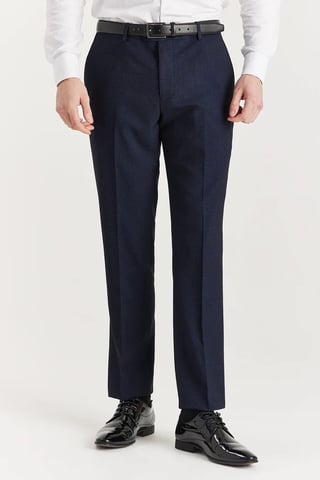 Pantalón de traje azul marino para hombre, pantalón formal Príncipe de Gales