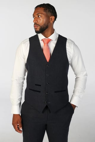 Chalecos formales de tweed de mezcla de lana azul marino para hombre