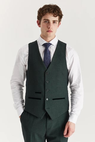 Chaleco de traje verde para hombre, chaleco formal Príncipe de Gales
