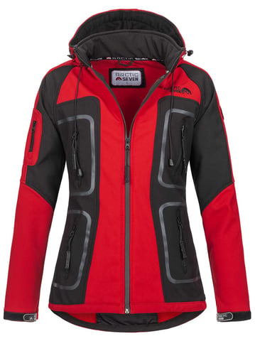 Arctic Seven Damen Softshell Jacke AS181 Rot - Schwarz Größe XXXXXL - Gr.50