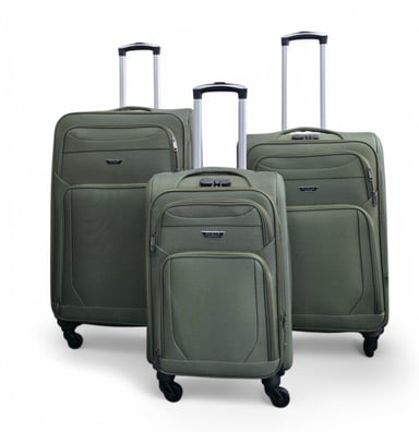 Maleta de viaje ligera de nailon color caqui con 4 ruedas para vacaciones