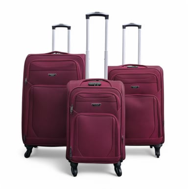 Maleta de viaje ligera de nailon con 4 ruedas para vacaciones, color vino