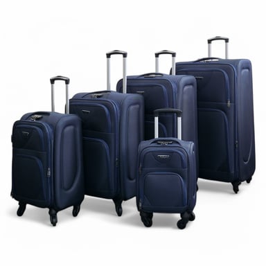 Maleta ligera de nailon azul marino con 4 ruedas, estuche de viaje y bolsas para vacaciones