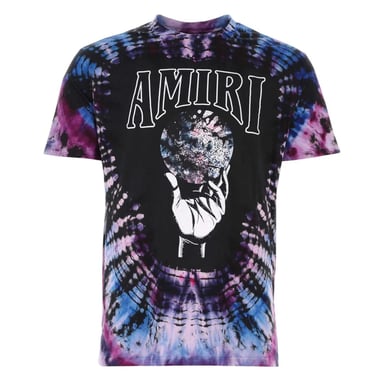 Amiri Crystal Ball SS Logo Tie-Dye camiseta morada