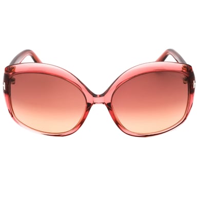 Gafas de sol Tom Ford con montura rosa brillante y lentes burdeos degradadas