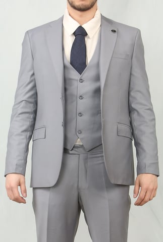 Traje Clásico Formal para Hombre en Gris de 3 Piezas para Prom y Trabajo