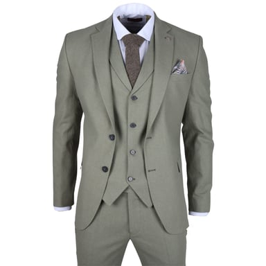 Traje de Verano de Lino de 3 Piezas para Hombre en Ajuste Tailor Fit Sage