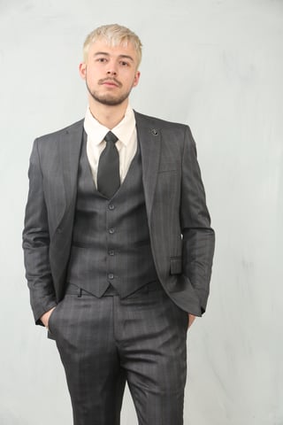 Traje de Trabajo para Hombre de 3 Piezas en Gris Príncipe de Gales