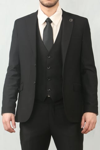 Traje Clásico Formal de 3 Piezas para Hombre en Negro - Ropa de Trabajo