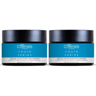 skinChemists Serie Juventud Exfoliante de Ácido Salicílico y Arcilla Kaolin 60ml x 2 Paquete Dúo