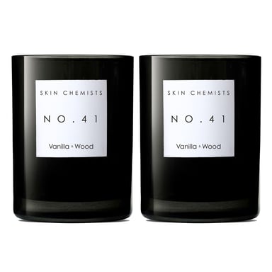 skinChemists No.41 Vela de Vainilla y Madera 200g x 2 Paquete Dúo