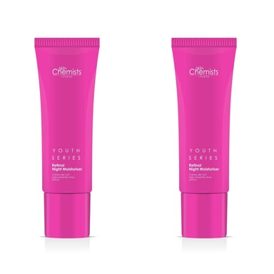 skinChemists Serie Juventud Hidratante Nocturno con Retinol y Bakuchiol 50ml x 2 Paquete Dúo