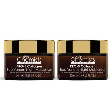 skinChemists Pro-5 Colágeno Veneno de Abeja Crema Hidratante Nocturna 50ml x 2 Paquete Dúo