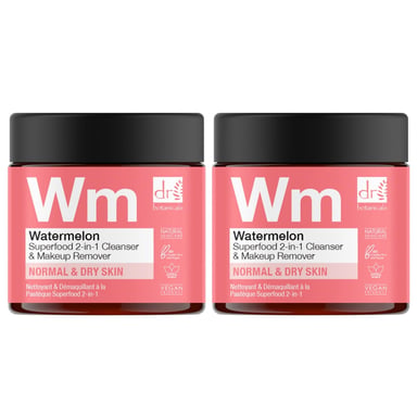 Dr Botanicals Limpiador y Desmaquillante 2 En 1 Superfood de Sandía 60ml x 2 Paquete Dúo
