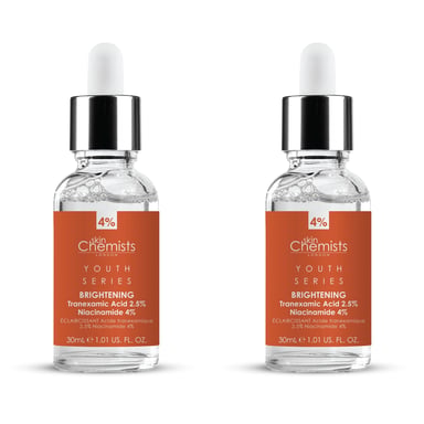 skinChemists Serie Juventud Suero Iluminador de Ácido Tranexámico 2.5%, Niacinamida 4% Pack Dúo de 30ml x 2