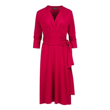 Vestido cruzado con cuello en V y manga 3/4 Burdeos – Jersey de viscosa suave