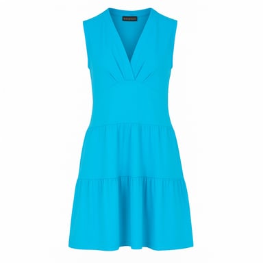 Vestido sin mangas de punto de algodón turquesa