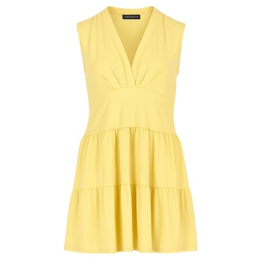 Vestido de punto de algodón amarillo sin mangas