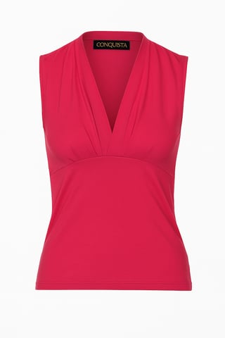 Top cruzado fucsia sin mangas con cuello en V