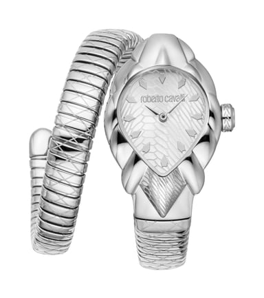 Reloj de Acero Inoxidable Serpiente Plateada