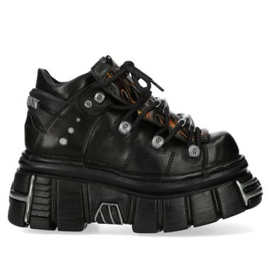 Botas de plataforma góticas de cuero negro flameado New Rock M-106N-C86