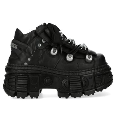 Botines góticos de cuero negro metalizado grueso New Rock M-OVERZ106B-C1