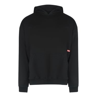 Sudadera negra con capucha y diseño gráfico llamativo de Diesel en la espalda